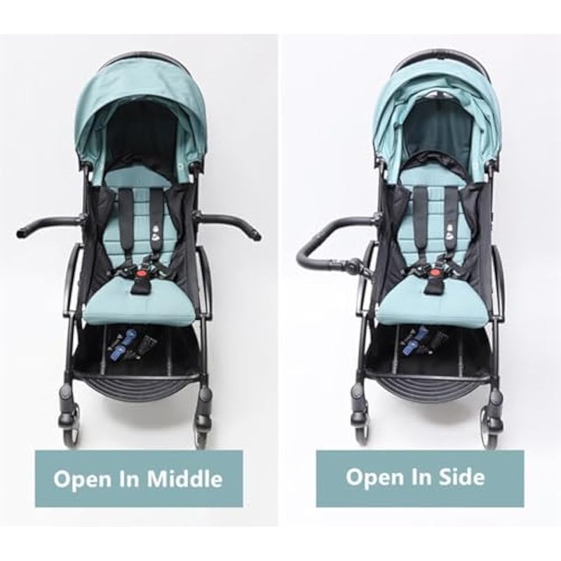 Universal Bumper Bar for Stroller Adjustable Angle Armrest Handlebar Crossbar Stroller Accessory Dual-Mode Opening with Black Handmade Smooth Leather Cover - Image 4